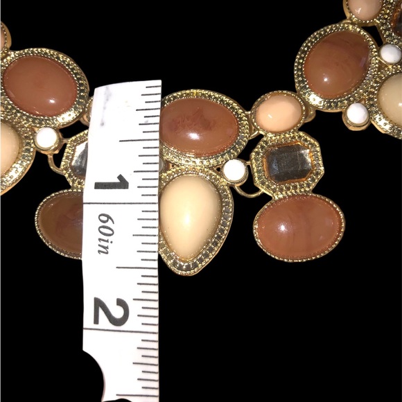 Peach‎ Brown Gold Tone Glam Bib Necklace 22 in - Picture 7 of 7